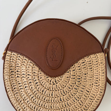 Sac Saint Laurent rond cuir et raphia