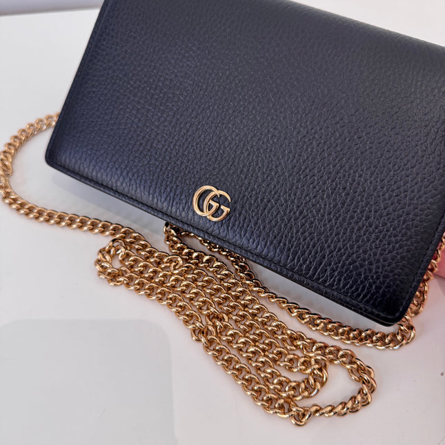 Sac Gucci Wallet on chain GG Marmont noir