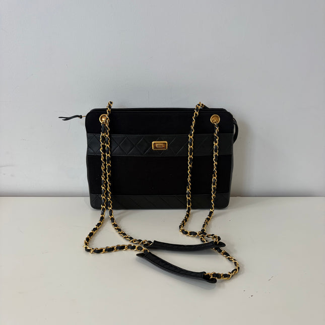 Sac Chanel Cabas Cuir & Tissu vintage