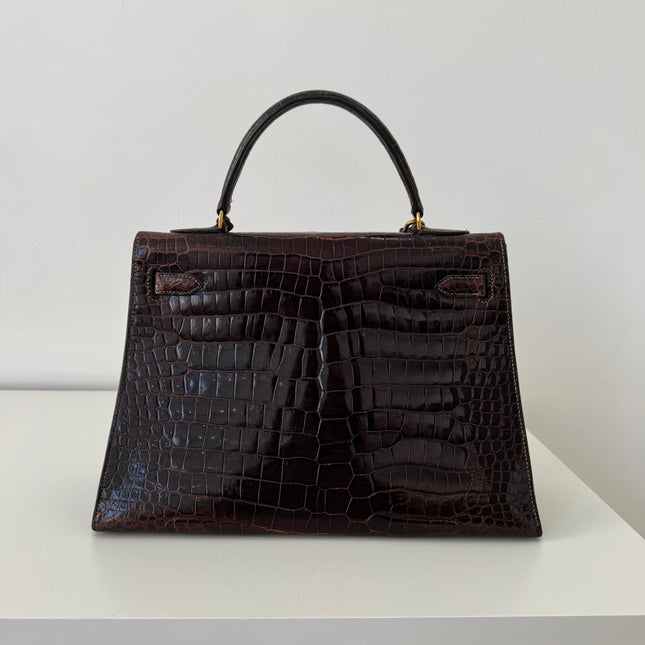 Sac Hermès Kelly 32 Crocodile Chocolat