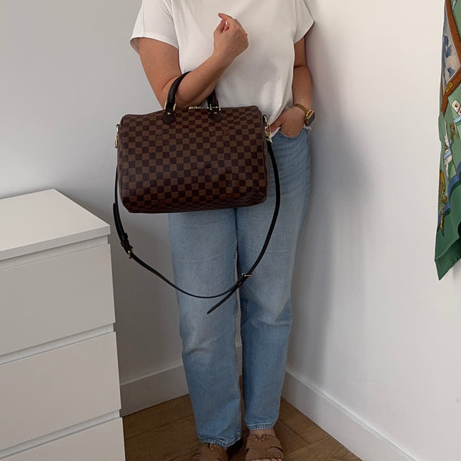 Sac Louis Vuitton Speedy 35 bandoulière damier ébène