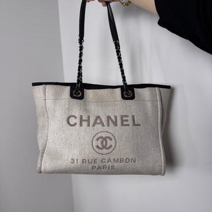 Sac Chanel Deauville medium toile écrue