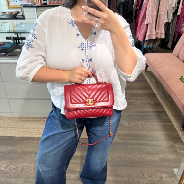 Sac Top Handle Chevron Chanel