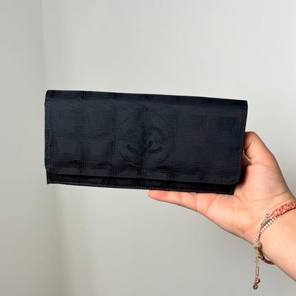 Portefeuille Chanel long en toile noir