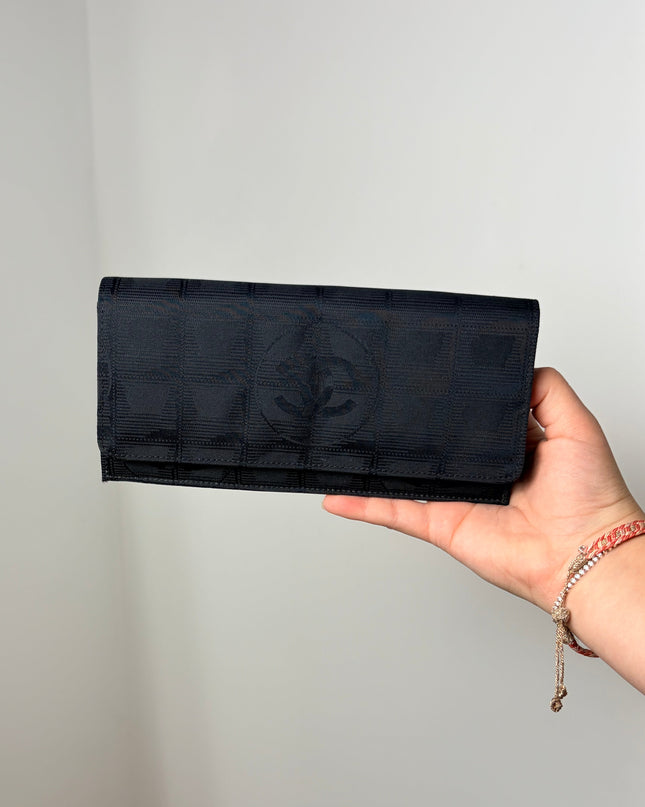 Portefeuille Chanel long en toile noir