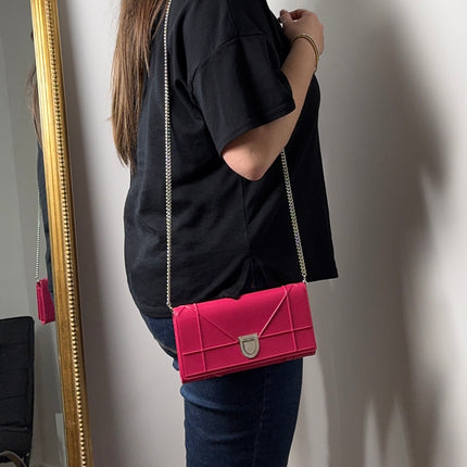 Sac Dior Wallet on chain Diorama rose fushia