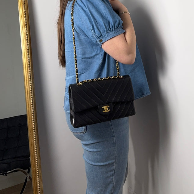 Sac Chanel Timeless 25 cm Chevrons Noir