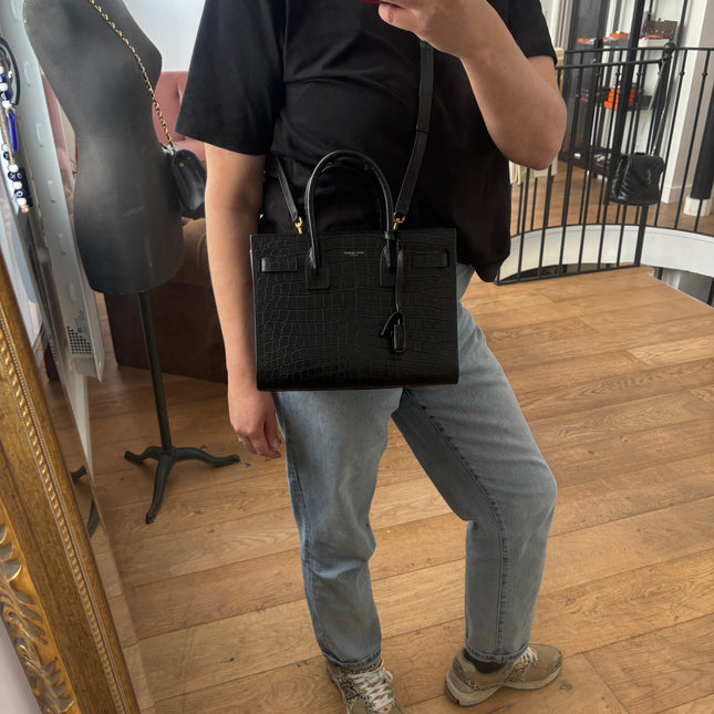 Sac de jour Saint Laurent embossé crocodile baby