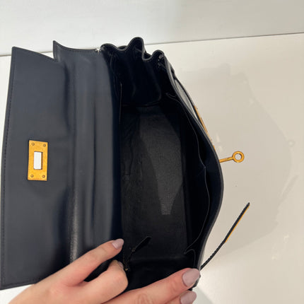 Sac Hermès Kelly 28 Cuir box Marine