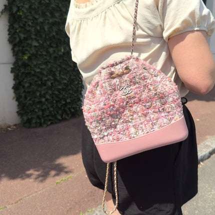 Sac à dos Chanel Gabrielle tweed rose