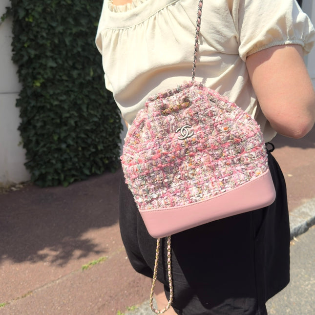 Sac à dos Chanel Gabrielle tweed rose