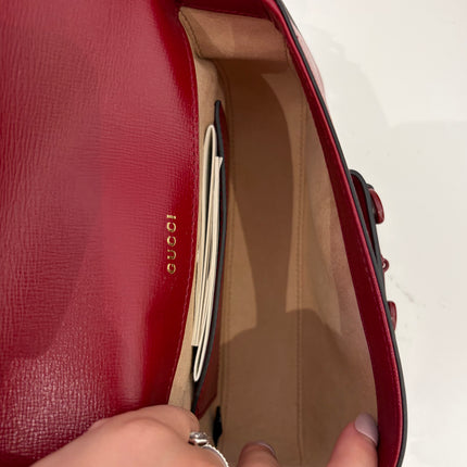 Sac Gucci Horsebit 1955 PM Cuir Rouge Éteint