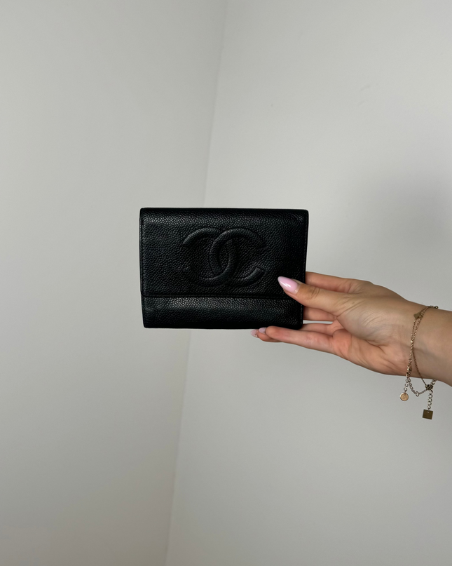 Portefeuille Chanel CC Caviar noir