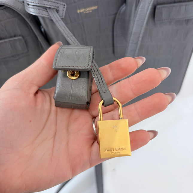 Sac de Jour Saint Laurent Croco Gris Small