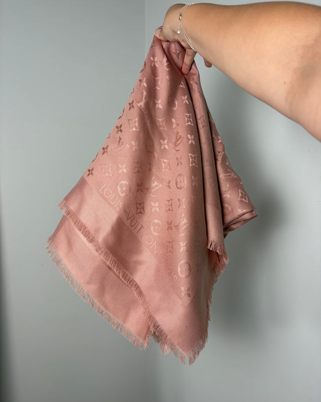 Châle Louis Vuitton rose 140cm
