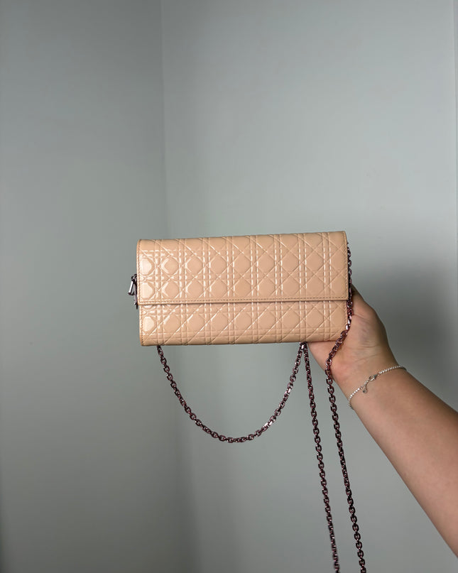Sac Dior Wallet on chain Lady Dior rose