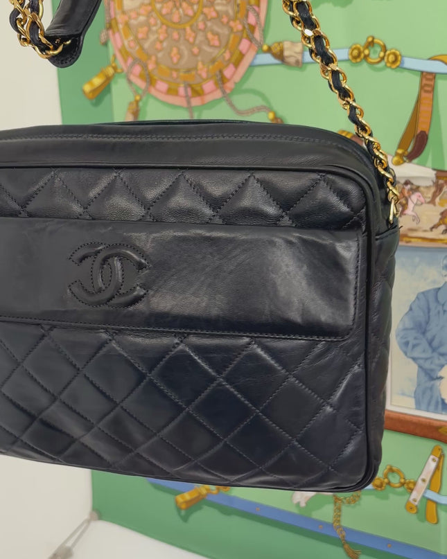 Sac Chanel Caméra GM vintage bleu nuit